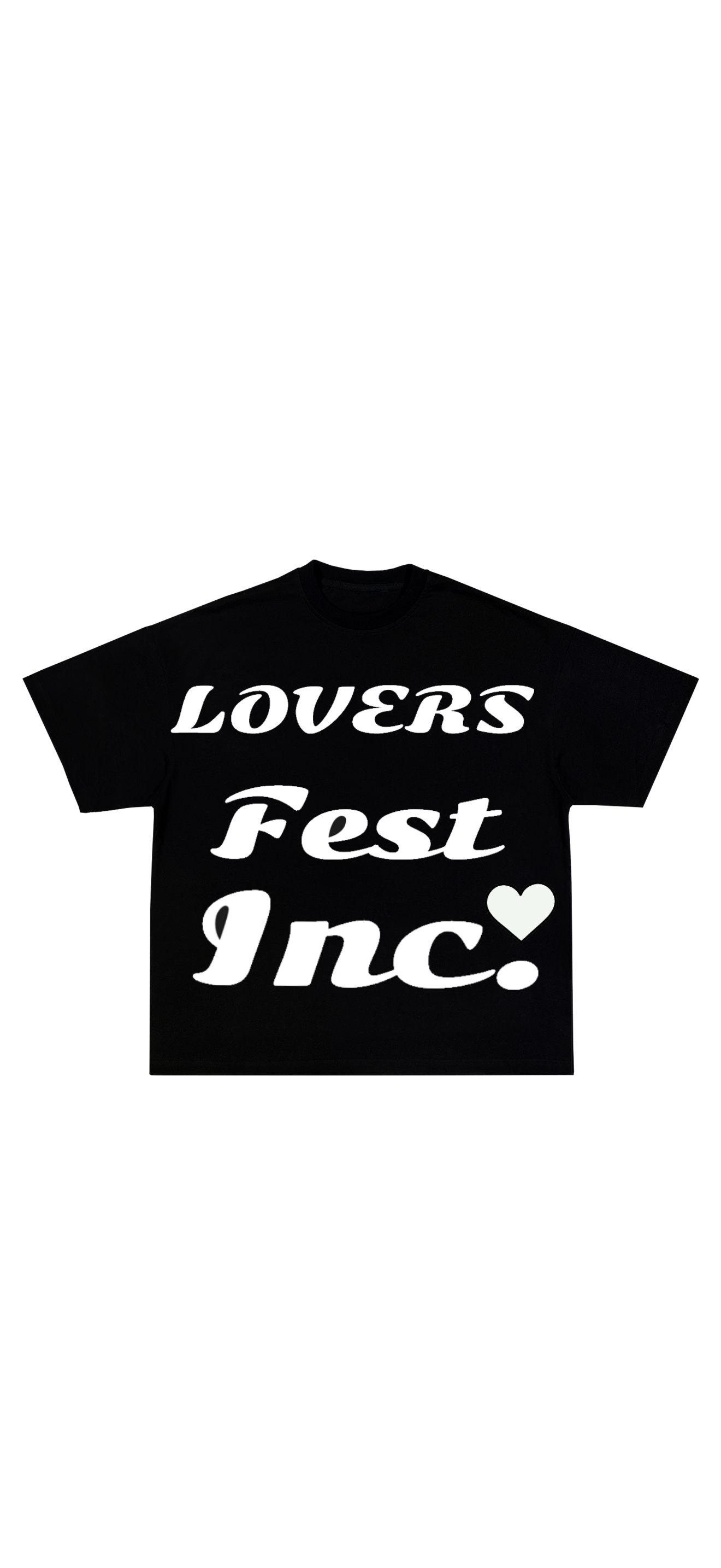 Lovers Fest Heavyweight T-Shirt - Black Short Sleeve Top with White Puff Print Logo