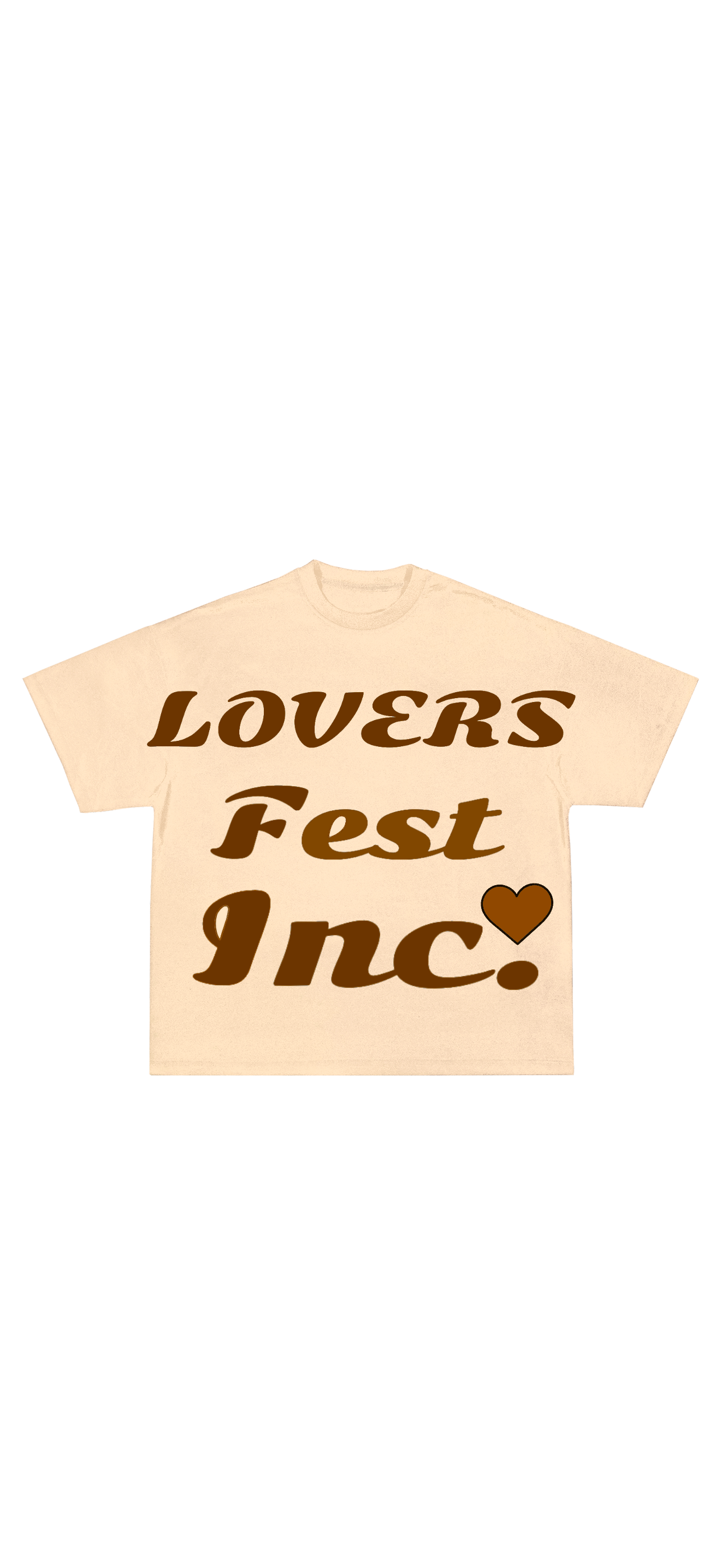 Lovers Fest Heavyweight T-Shirt - Cream Short Sleeve Top with White Puff Print Logo